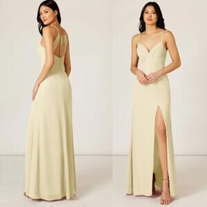 AZAZIE Dress NWT Bridal Bridesmaid Champagne Chiffon Maxi Dress – A8 / Medium
